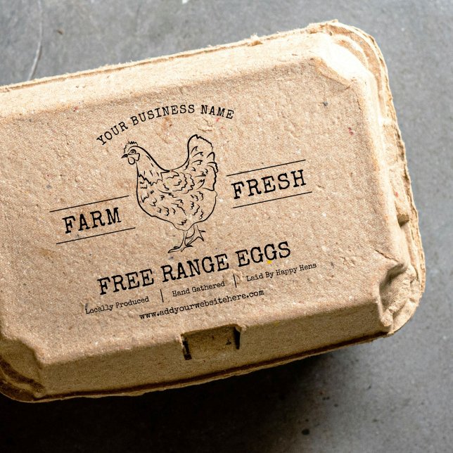 Frische Eier Hühnerhenne Gummistempel (Simple and stylish custom rubber stamp for egg cartons, poultry or farm produce)