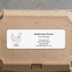 Frische Eier mit Hen-Adresse-Aufkleber