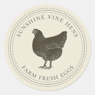 Frische Eier Vintag Hen Egg Karton Antique Runder Aufkleber
