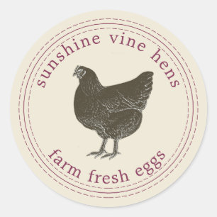 Frische Eier Vintag Hen Egg Karton Antique Runder Aufkleber