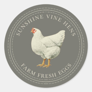 Frische Eier Vintag Hen Egg Karton Dusty Olive Runder Aufkleber