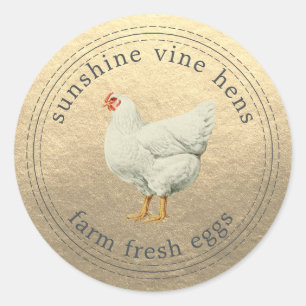Frische Eier Vintag Hen Moderner Eierkarton Gold Runder Aufkleber