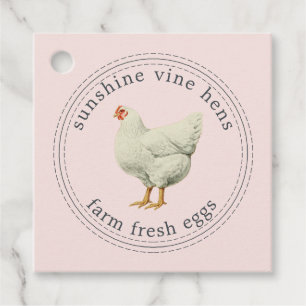 Frische Eier Vintag Hen Moderner Eierkarton Pink Geschenkanhänger