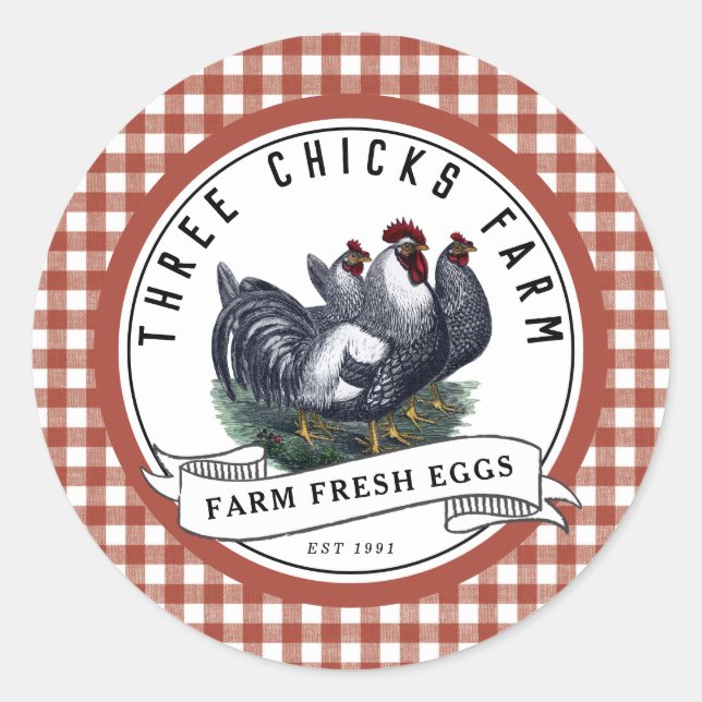 Frische Eier Vintager Hühnerkarton Classic Runder Aufkleber (Vorderseite)