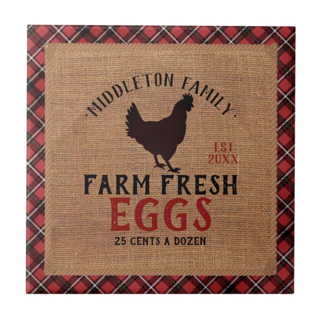 Frische Eier vom Bauernhof 🥚🐓 Fliese (Vorderseite)