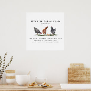Frische Eier vom Bauernhof   Hübsches Monogramm Poster