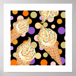 Frische Eiscreme und farbenfrohe Sprinklen Poster