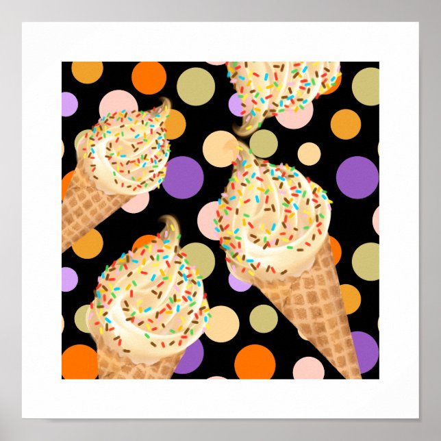 Frische Eiscreme und farbenfrohe Sprinklen Poster (Vorne)