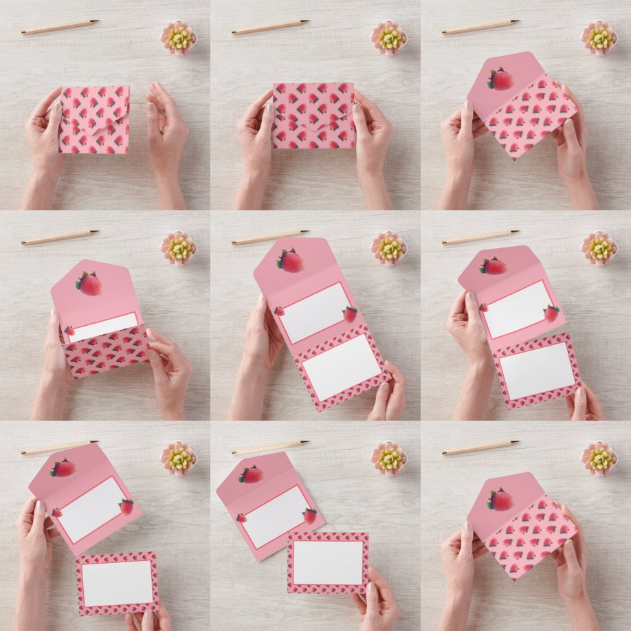 Frische Erdbeer Muster All In One Einladung