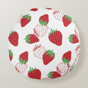 Frische Erdbeeren Botanisches Muster Rundes Kissen
