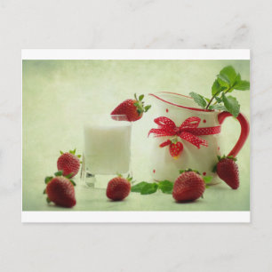 Frische Erdbeeren im Landhausstil Postkarte