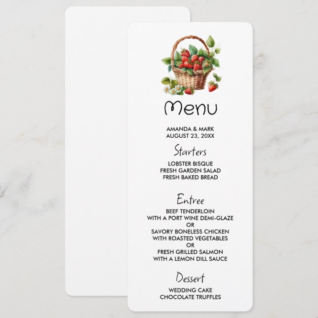 Frische Erdbeeren in einem Korb Einladung (Vorne/Hinten)