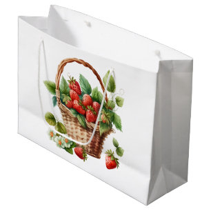 Frische Erdbeeren in einem Korb Große Geschenktüte