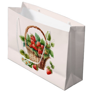 Frische Erdbeeren in einem Korb Große Geschenktüte