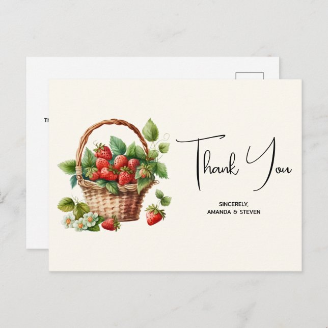 Frische Erdbeeren in einem Korb von Wicker Vielen  Postkarte (Vorne/Hinten)