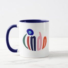 Frische Farben "Linda" Name und böse Augen Amulet  Tasse