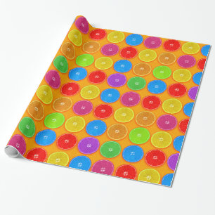 Frische, farbenfrohe Orangenscheiben Geschenkpapier