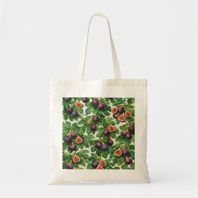 Frische Feigen Frucht Botanisches Muster Tragetasche (Vorne)