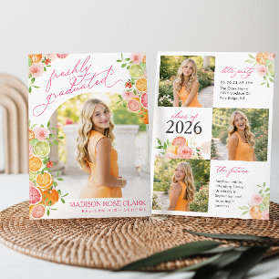 Frische Florale Zitrus-Abschlussfeier Einladung