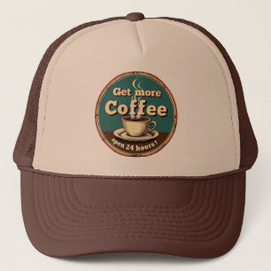 Frische frisch gebrühte Kaffee Vintage Truckerkappe