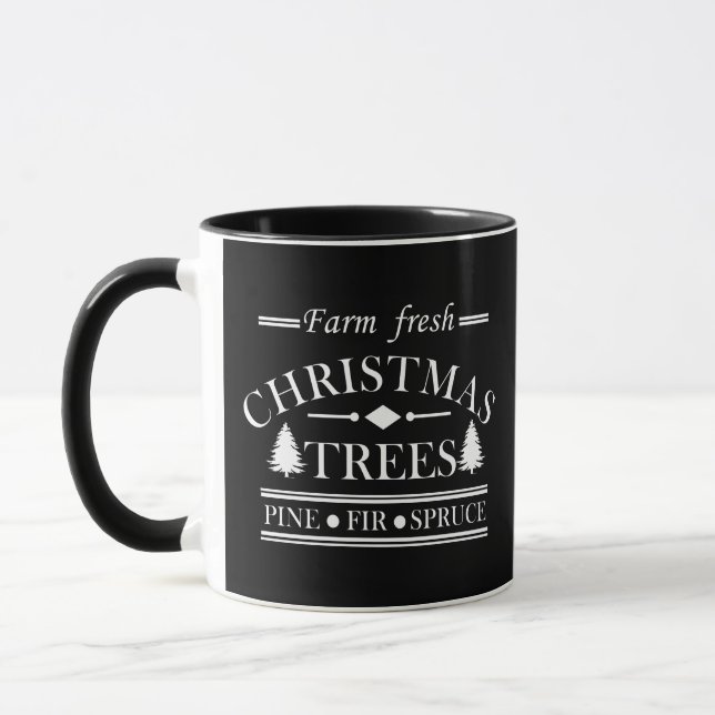 Frische, frohe Weihnachtsbäume Tasse (Links)