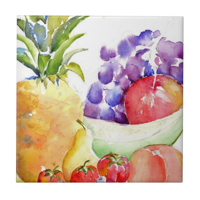 Frische Frucht in den Aquarellen Fliese (Vorderseite)