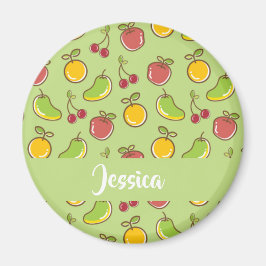 Frische Früchte im Sommer, grüne Muster Magnet