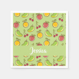 Frische Früchte im Sommer, grüne Muster Serviette