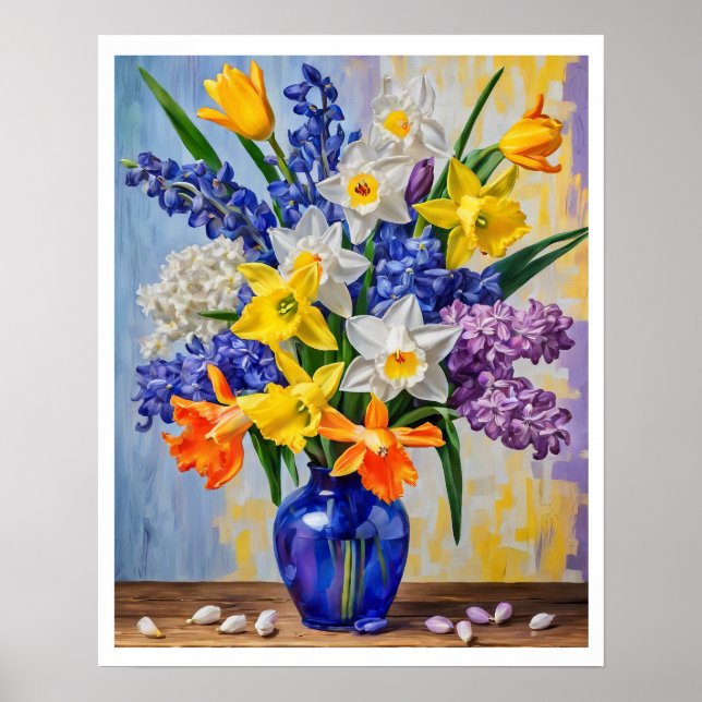Frische Frühlingsblumen Arrangement Art Poster (Vorne)