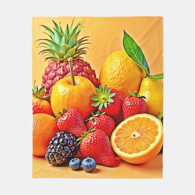 Frische Fülle: Lebendiges Frucht-Erntedesign  Fleecedecke (Vorderseite)