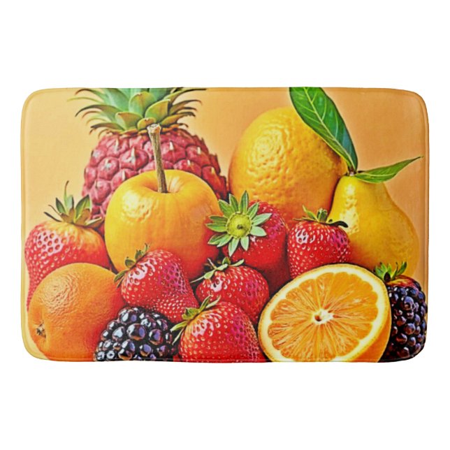 Frische Fülle: Lebendiges Frucht Erntes Design  Badematte (Vorderseite)