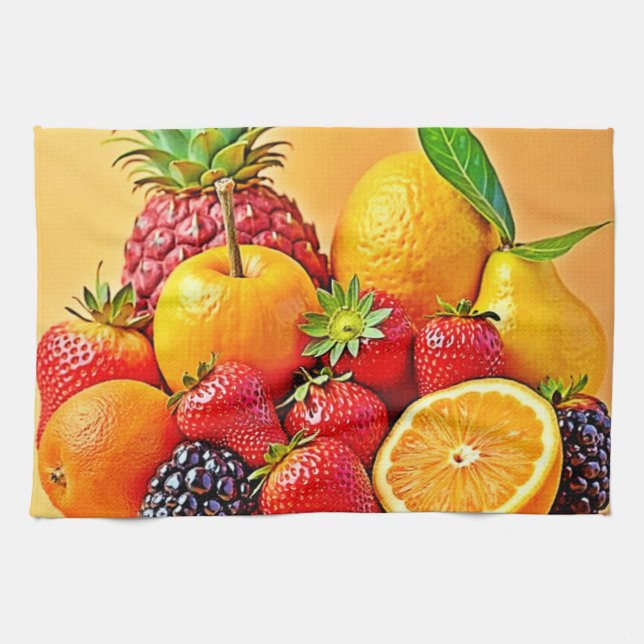 Frische Fülle: Lebendiges Frucht Erntes Design  Geschirrtuch (Horizontal)