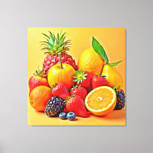 Frische Fülle: Lebendiges Frucht Erntes Design  Leinwanddruck