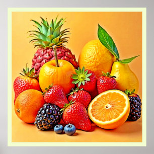 Frische Fülle: Lebendiges Frucht Erntes Design Poster