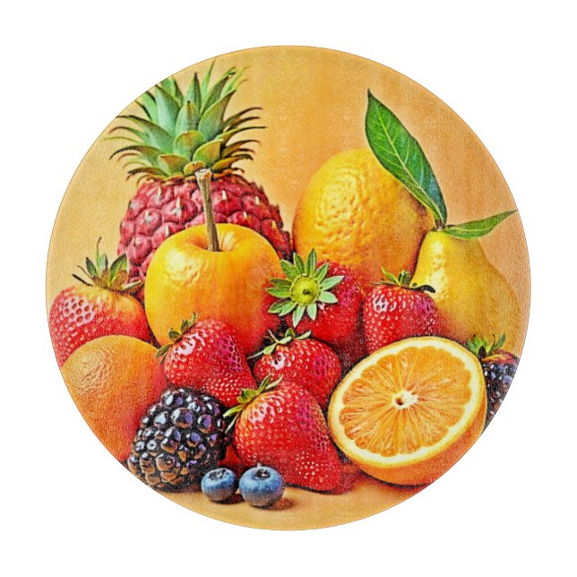 Frische Fülle: Lebendiges Frucht Erntes Design  Schneidebrett (Vorderseite)