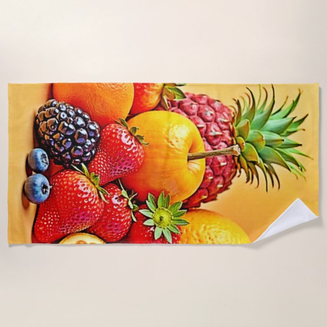 Frische Fülle: Lebendiges Frucht Erntes Design  Strandtuch (Vorderseite)