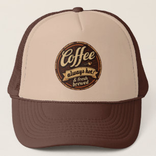 Frische gebrühte Kaffee Vintage Truckerkappe