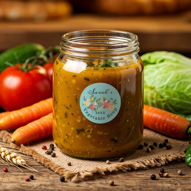 Frische Gemüsegärten - Medley & Butterfly Tee Runder Aufkleber (Fresh Vegetable Garden Medley & Butterflies Teal Classic Round Sticker)