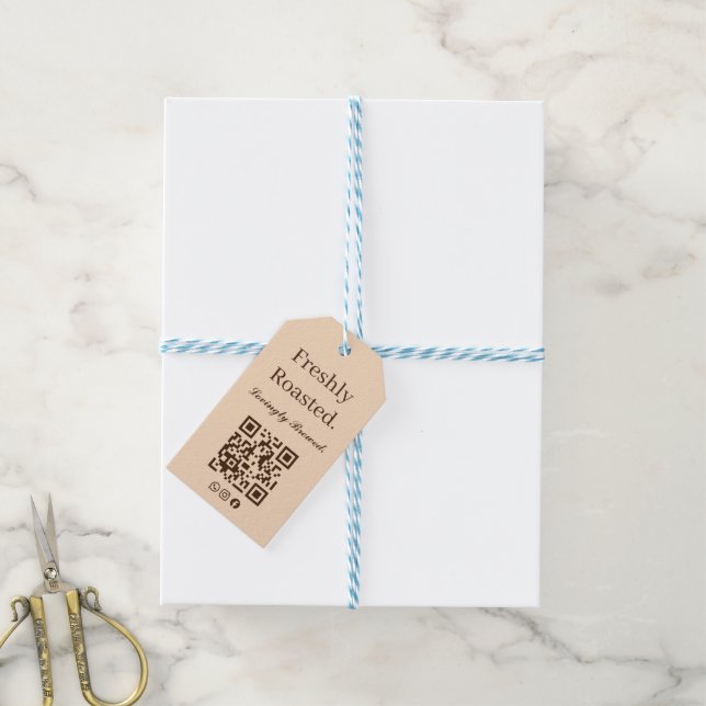 Frische geröstet, liebevoll gebrüht - Geschenk-Anh Geschenkanhänger (Mit Garn)