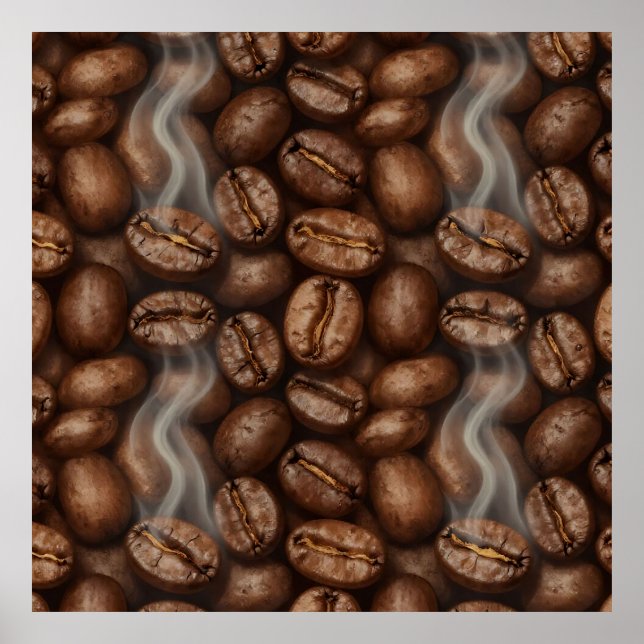 Frische geröstete Kaffeebohnen-Dampf-Aroma Poster (Vorne)