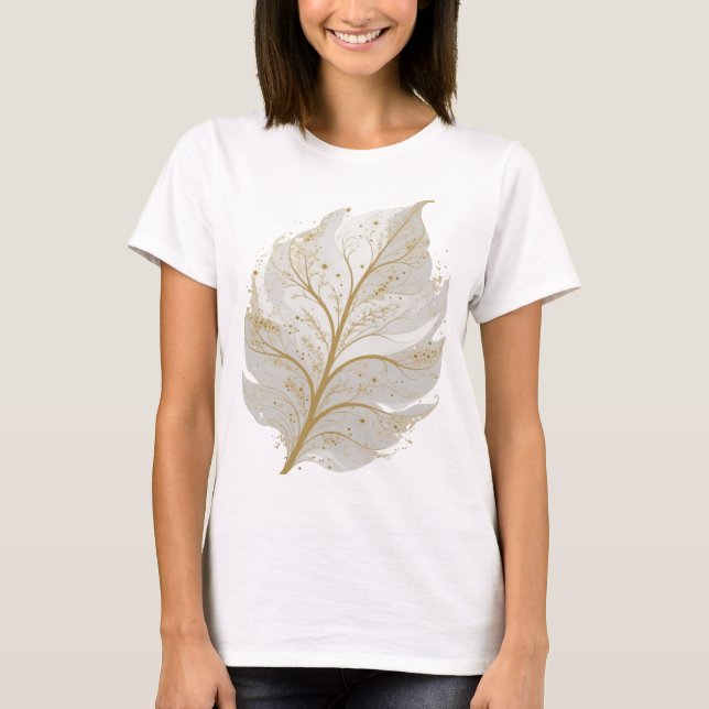 Frische Gold GLOWING LEAF Textil Design T-Shirt (Vorderseite)