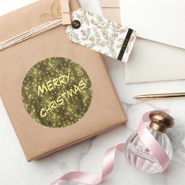 Frische goldene Lichter Weihnachtskruste. Aufklebe Runder Aufkleber (Schenken)