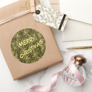 Frische goldene Lichter Weihnachtskruste. Aufklebe Runder Aufkleber