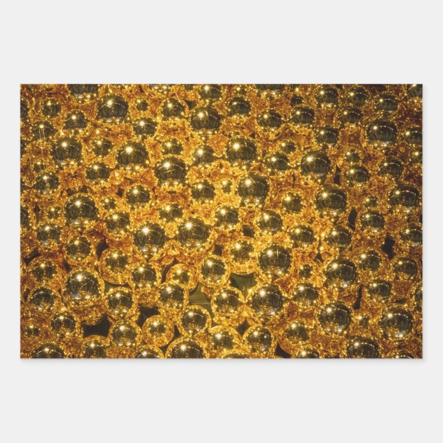 Frische goldene Weihnachtsbälle verpacken Papier! Geschenkpapier Set (Vorderseite 3)