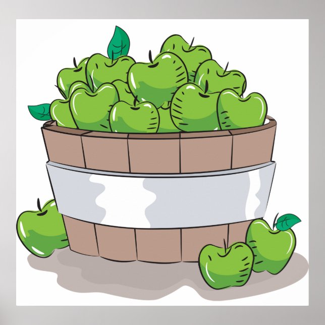 Frische grüne Apfelernte Barrel Granny Smith Poster (Vorne)