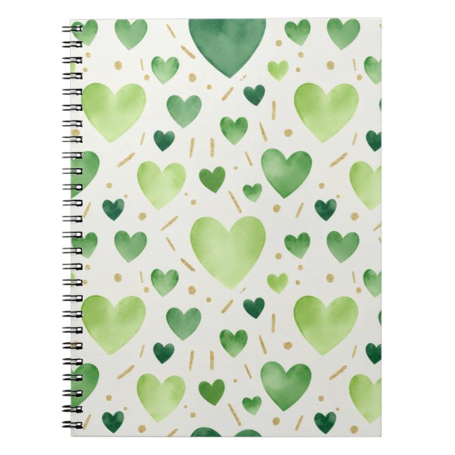 Frische grüne Aquarell-Herzen Notizblock (Vorderseite)