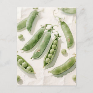 Frische grüne Erbsen Aquarell Postkarte