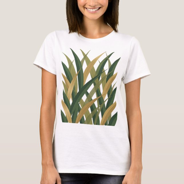 Frische grüne GOLDENE BLÄTTER Statement Design T-Shirt (Vorderseite)