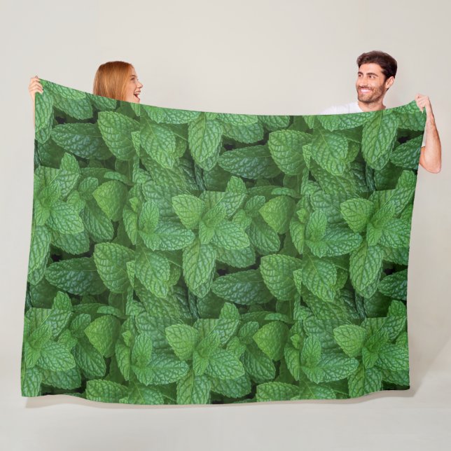 Frische grüne Minzeblätter Botanischer Fleece-Deck Fleecedecke (Beispiel)