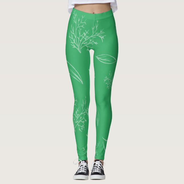Frische grüne Stifte Leggings (Vorderseite)